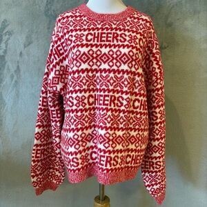 Christmas Holiday Festive Cheers Crewneck Sweater Wmn’s Sz XL